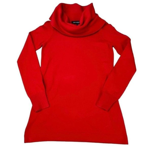 French Connection Womens Tunic Sweater‎ Cowl Neck Size Small Red Holiday Dressy